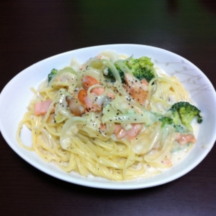 牛乳でサーモンのクリームパスタ レシピ 作り方 By Sum8149 楽天レシピ